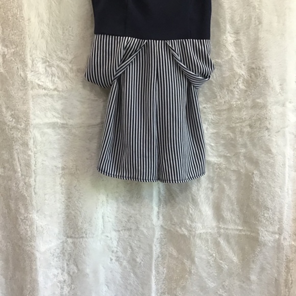 P Teeze Me Women Size 0 Off The Shoulder Maxi Romper Navy Blue White Stripe - Picture 3 of 11